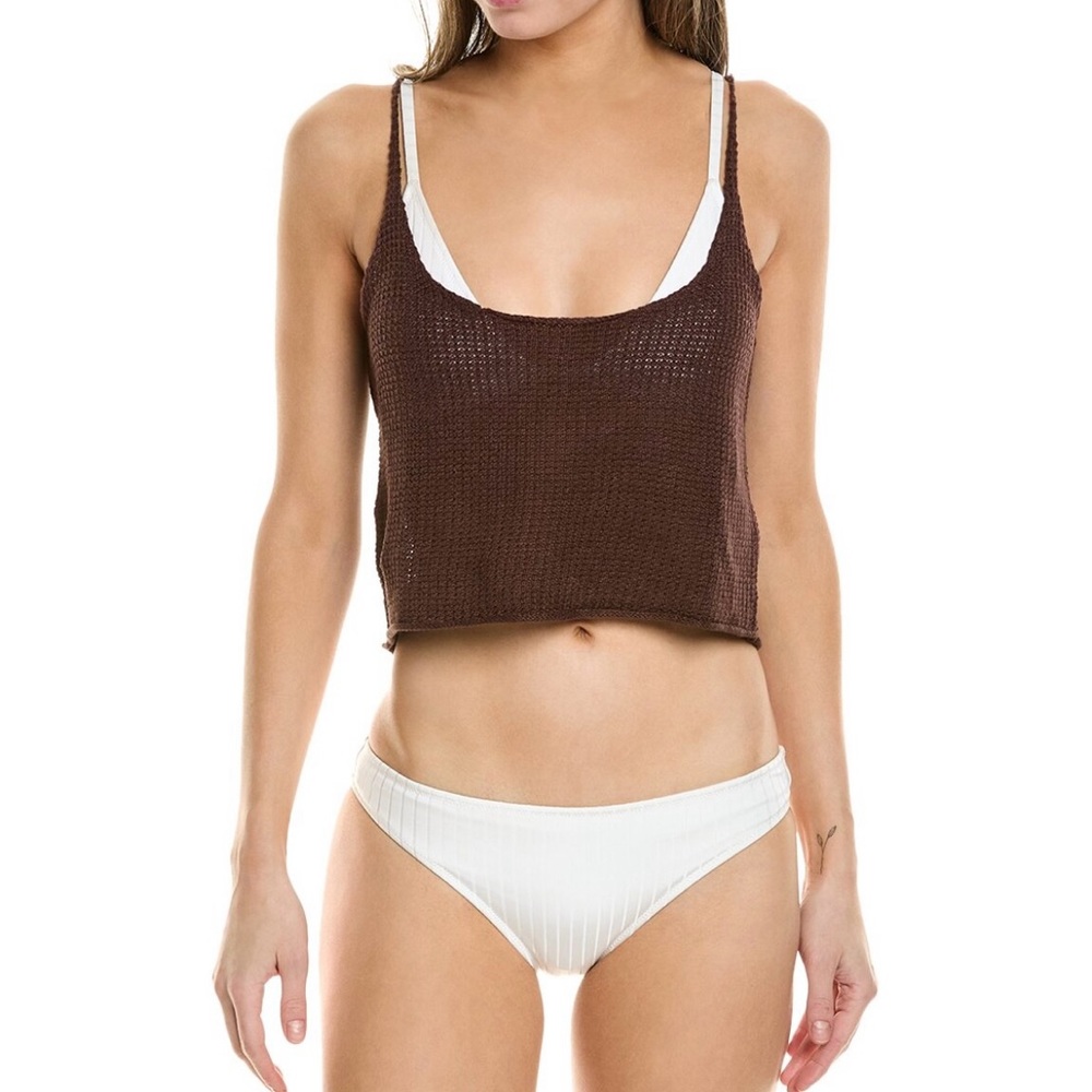 Onia Textured Linen Sweater Tank in dusty rose/clay